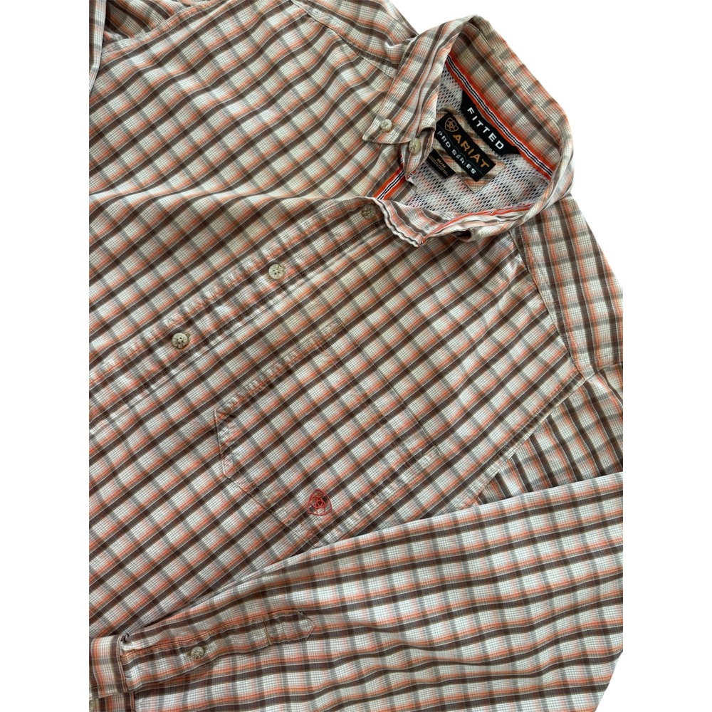 Lot of 2 Ariat Pro Series Mens Fitted Plaid Long Sleeve Button Down Shirts SZ M - Picture 9 of 15